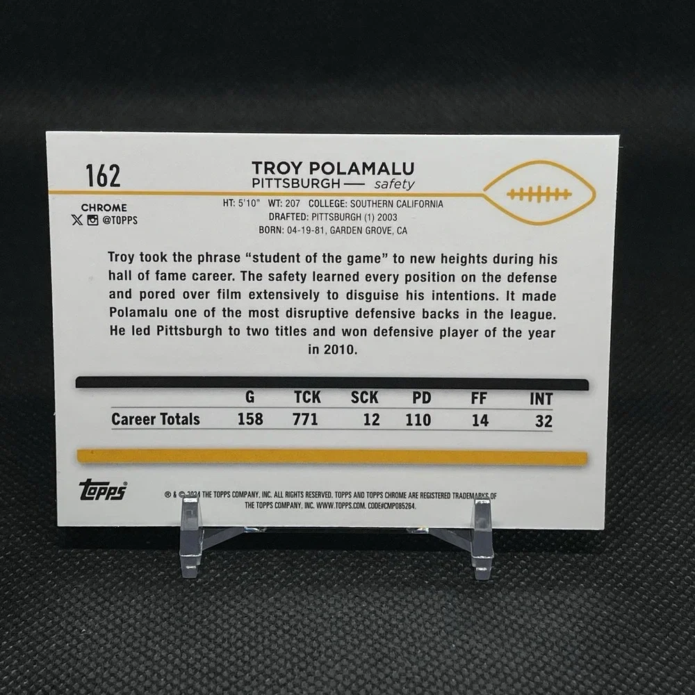 2024 Topps Chrome -‎ Troy Polamalu #162 Teal Refractor /250